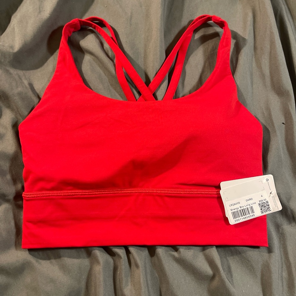 Lululemon red energy bra long line Size 4